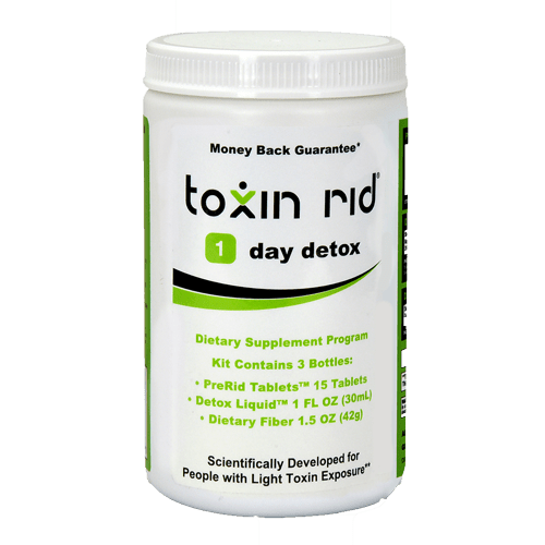 Toxin Rid 1 day detox in a white container